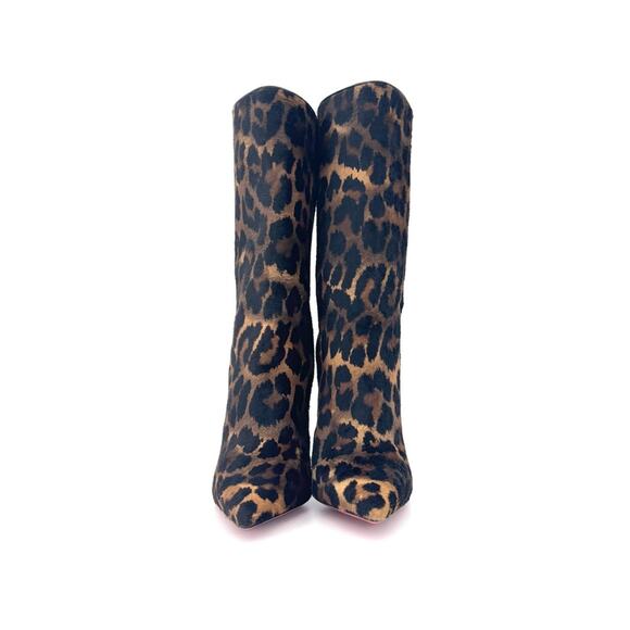 NEW Christian Louboutin Astrilarge Booty 100 Leopard Print Heeled Boots 36.5 - Picture 5 of 8
